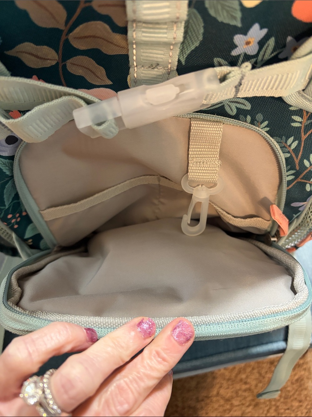 Pottery Barn Kids Rifle Paper Co. Kids Floral Backpack in Dark Teal and Peach - Picture 8 of 8